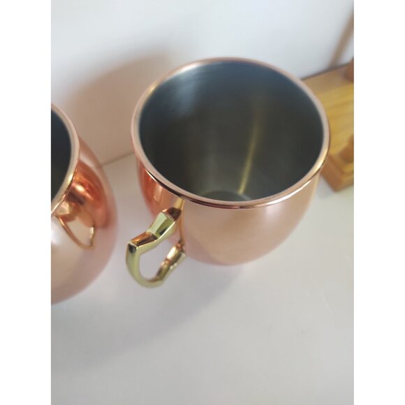 Eco One by Silver One Intl. Moscow Mule Mugs(2) Copper/Silver Brass Handles - Picture 6 of 12
